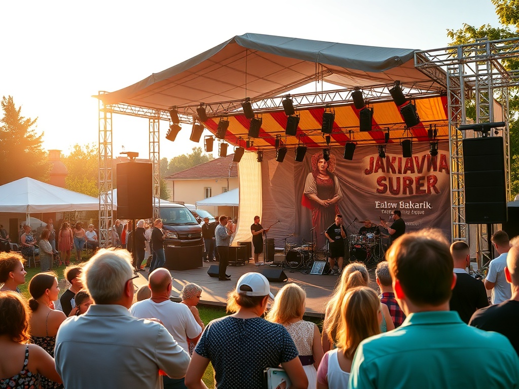 Widok na zabytkowy rynek w Żaganiu z ratuszem i kamienicami